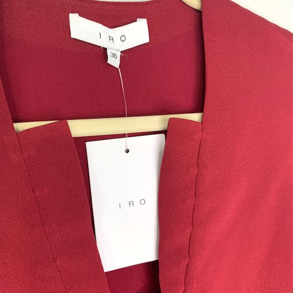 NWT IRO Luana Lace-front Crepe Top In Wine Sz M‎ - Picture 3 of 11